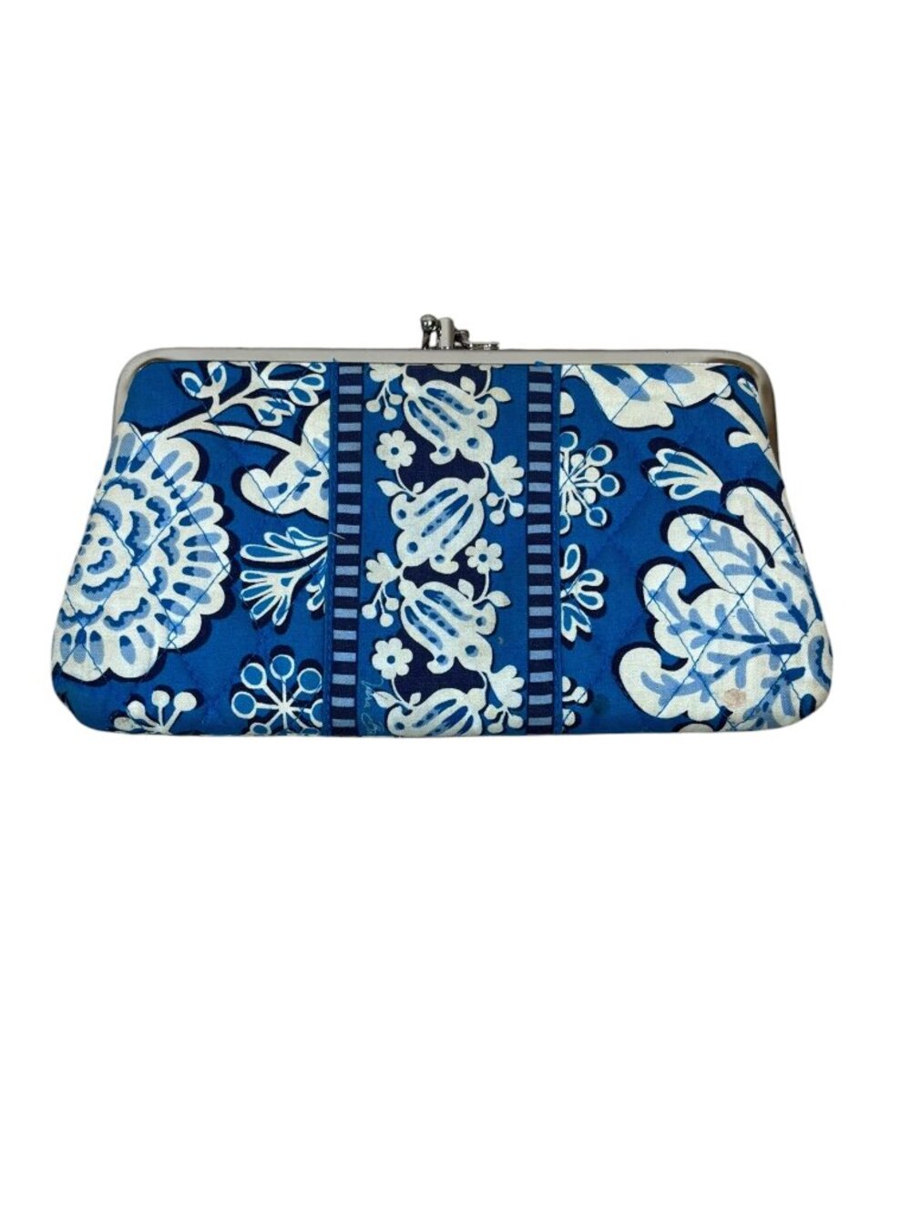 Vera Bradley Kisslock Clutch Wallet in Retired Pattern "Blue Bayou"